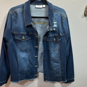 Belle by Kim Gravel distressed denim jacket XL